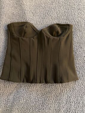 Zara Olive Strapless Corset Top